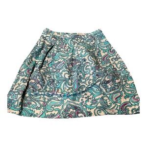 LOFT Blue Green Mini Bubble Skirt Cocktail- linen